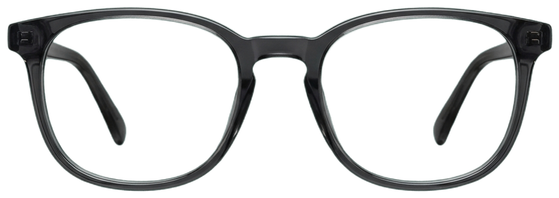 Freigestellte klassische Brille mit grauer Fassung