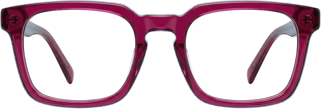 Bordeauxrote eckige Kunststoffbrille, Frontansicht