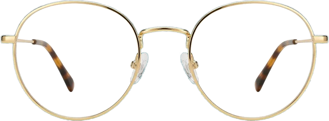 Goldfarbene runde Metallbrille, Frontansicht