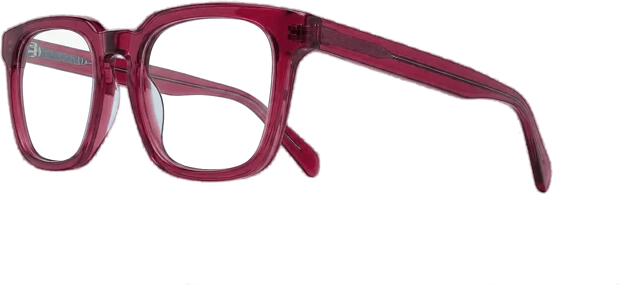 Bordeauxrote eckige Kunststoffbrille, Seitenansicht