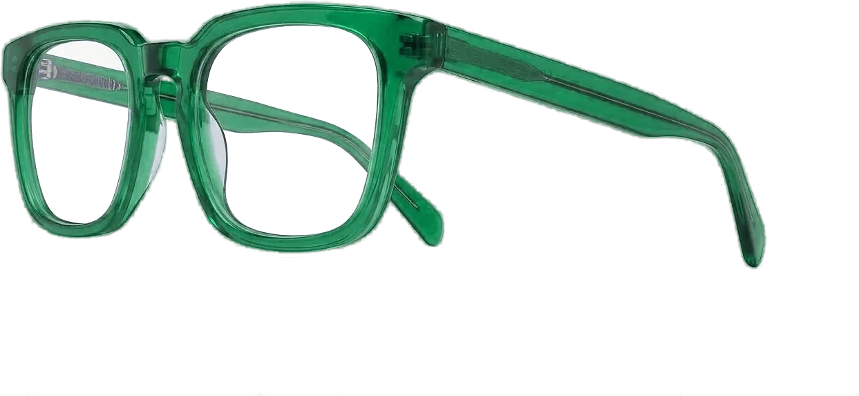 Grüne eckige Kunststoffbrille, Seitenansicht