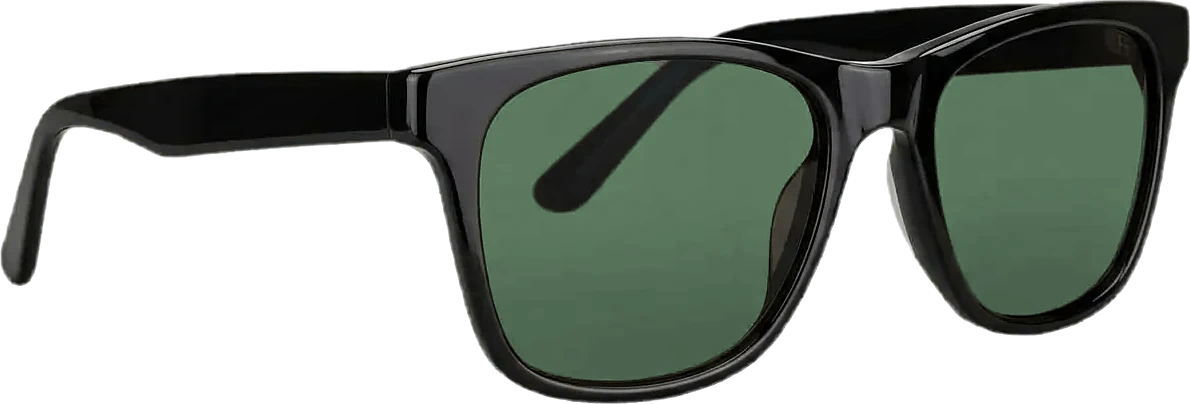 Sonnenbrille mit grüner Tönung, Seitenansicht