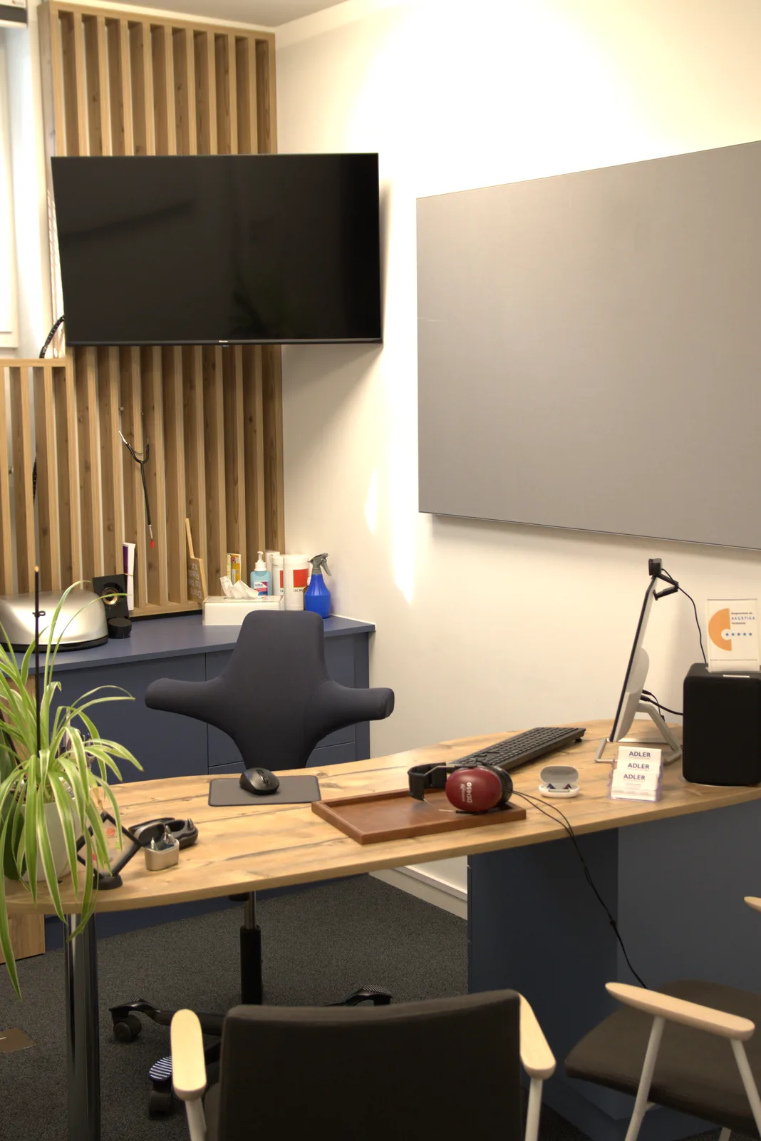 Hörberatungsraum mit Audiometrie-Arbeitsplatz bei ADLER Optik & Akustik